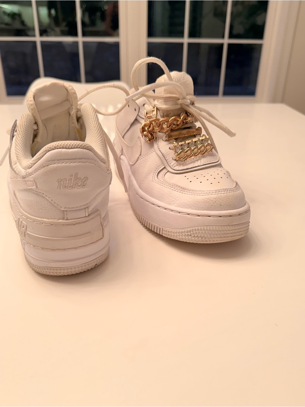 Nike Air Force 1 Shadow Women’s Sneakers — White with Gold Accents - Picture 9 of 11